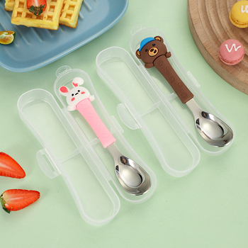 Παιδικό κουτάλι από 316L ανοξείδωτο χάλυβα, cartoon σχέδιο, μάρκα Tete Rabbit, επιφάνεια καθρέφτης