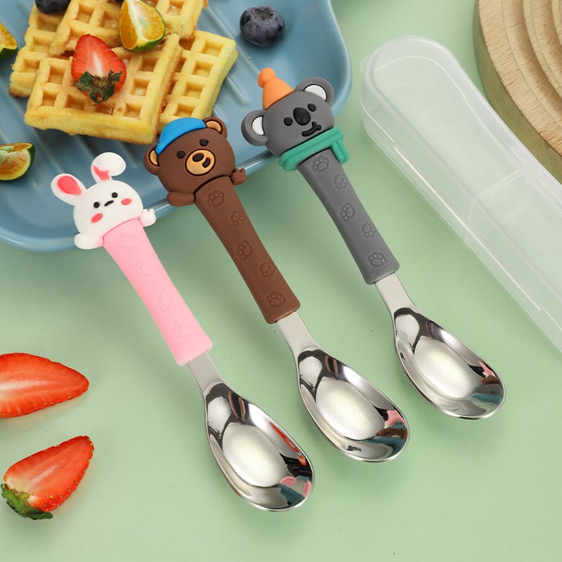 Παιδικό κουτάλι από 316L ανοξείδωτο χάλυβα, cartoon σχέδιο, μάρκα Tete Rabbit, επιφάνεια καθρέφτης
