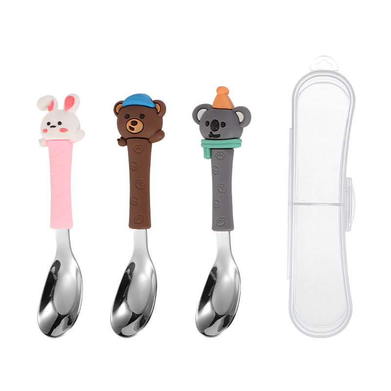 Παιδικό κουτάλι από 316L ανοξείδωτο χάλυβα, cartoon σχέδιο, μάρκα Tete Rabbit, επιφάνεια καθρέφτης