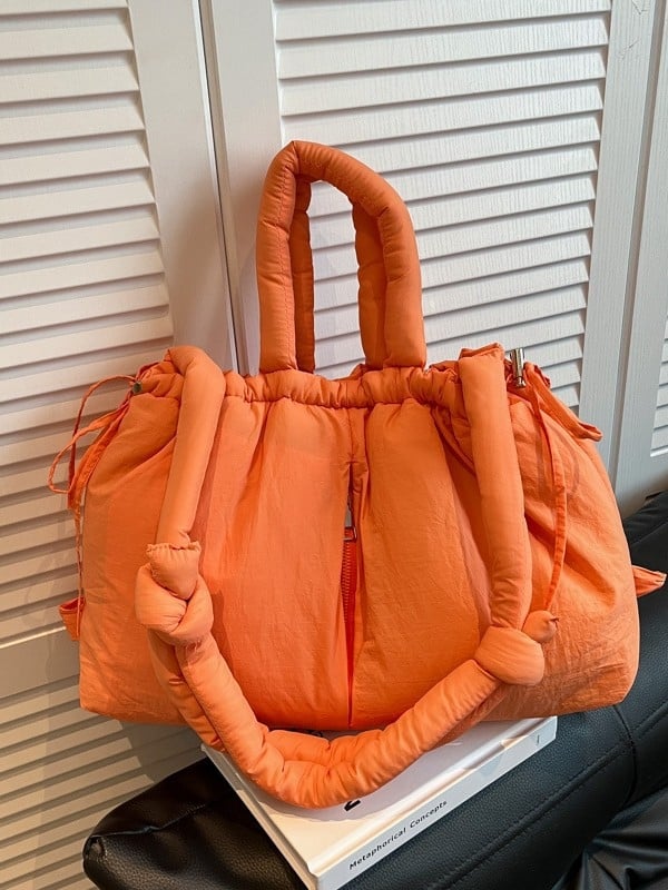 Чанта за рамо с двойни презрамки, кофа-форма, магнитно закопчаване, вътрешен джоб с цип, Oxford плат