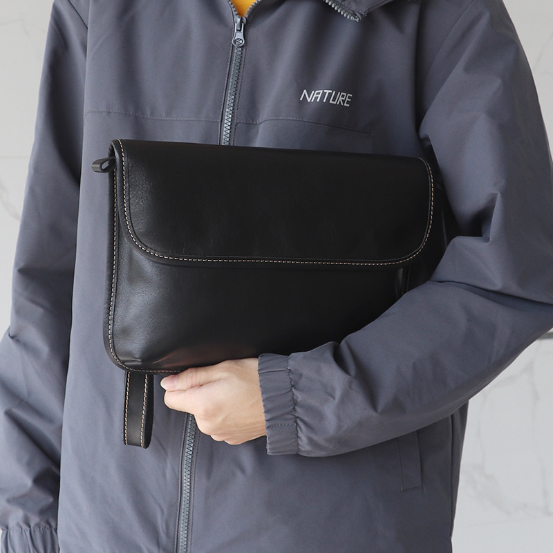 Muška crossbody torba od kože gornjeg sloja, dizajn s glavom tigra, otporna na habanje, podstava od poliestera i pamuka