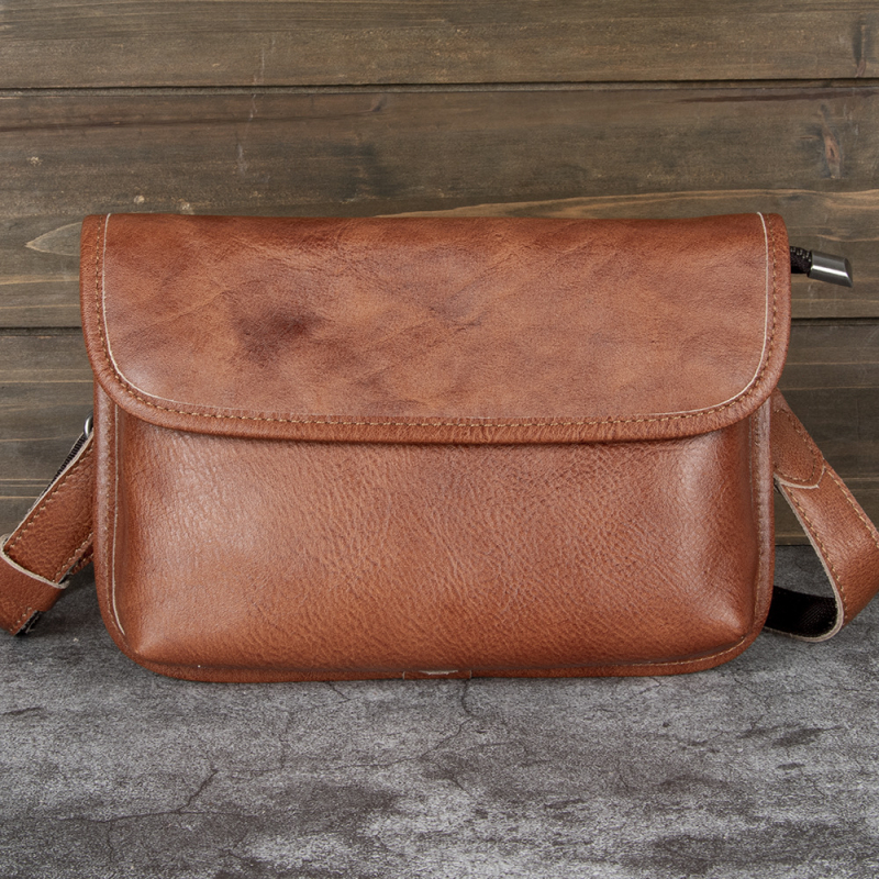 Muška crossbody torba od kože gornjeg sloja, dizajn s glavom tigra, otporna na habanje, podstava od poliestera i pamuka