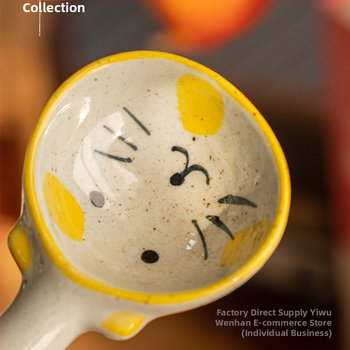 Kézzel készített japán stílusú retro hosszú nyelű kávéskanál, kerámia keverőkanál; anyag: selyemvirág; mintázat 69850