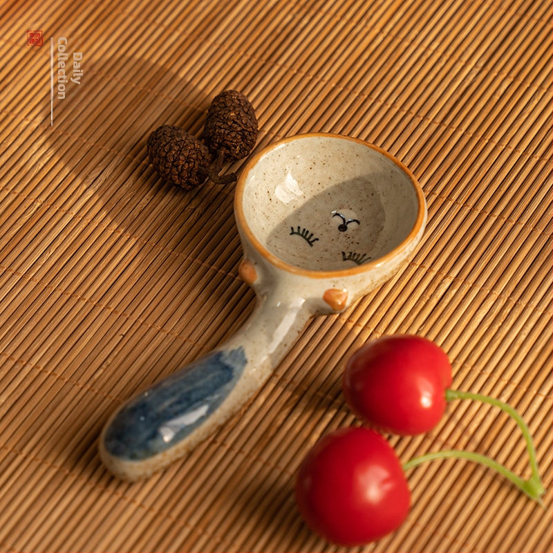 Kézzel készített japán stílusú retro hosszú nyelű kávéskanál, kerámia keverőkanál; anyag: selyemvirág; mintázat 69850