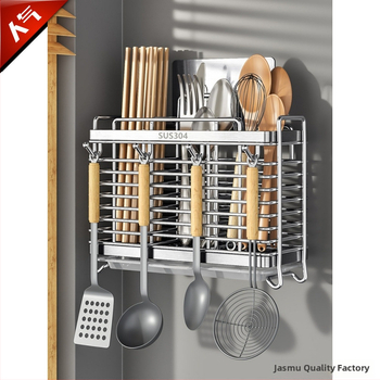 Seinasse monteeritav köögitarvete hoidik 304 roostevabast terasest, nuga hoidja ja lusikate hoiustamine