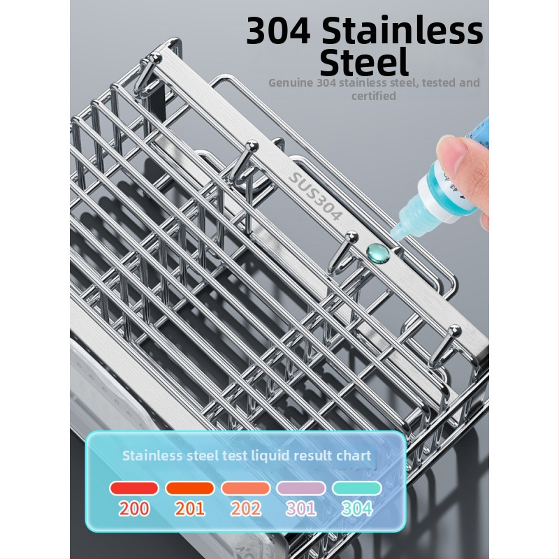 Sienas stiprināms virtuves palīglīdzekļu turētājs no 304 nerūsējošā tērauda ar naža turētāju un karotes uzglabāšanu