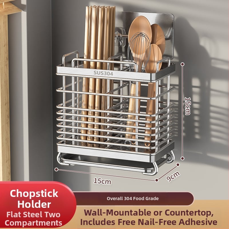 Seinasse monteeritav köögitarvete hoidik 304 roostevabast terasest, nuga hoidja ja lusikate hoiustamine