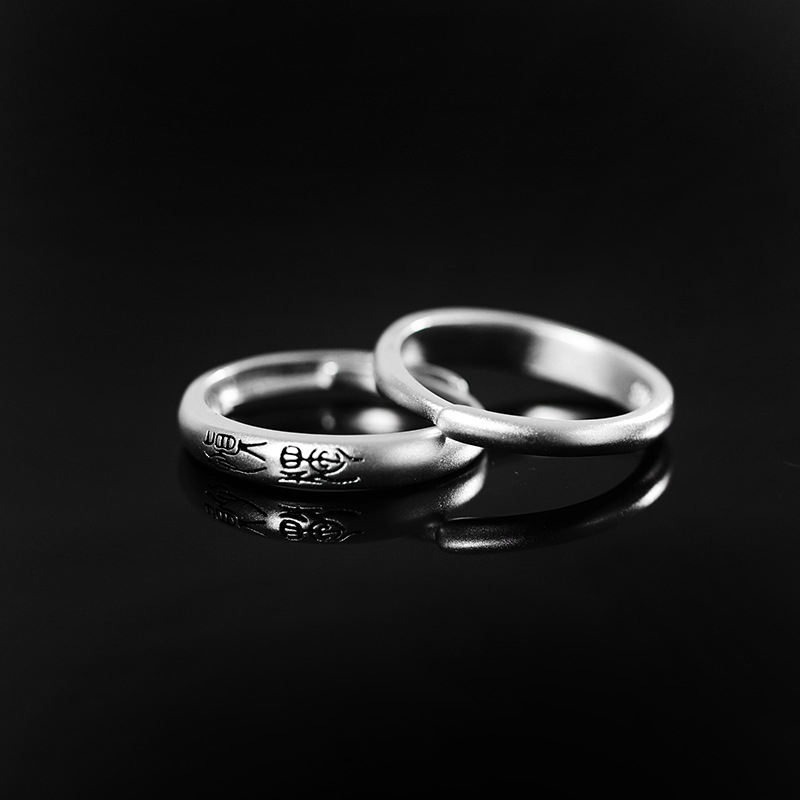 Prsten od S925 srebra, unisex, gravirana slova i brojevi, elektroplatinirano