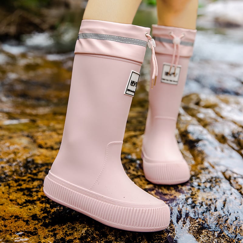 Női esőcsizmák, magas szárú, PVC felső rész, lapos talp, négy évszakos