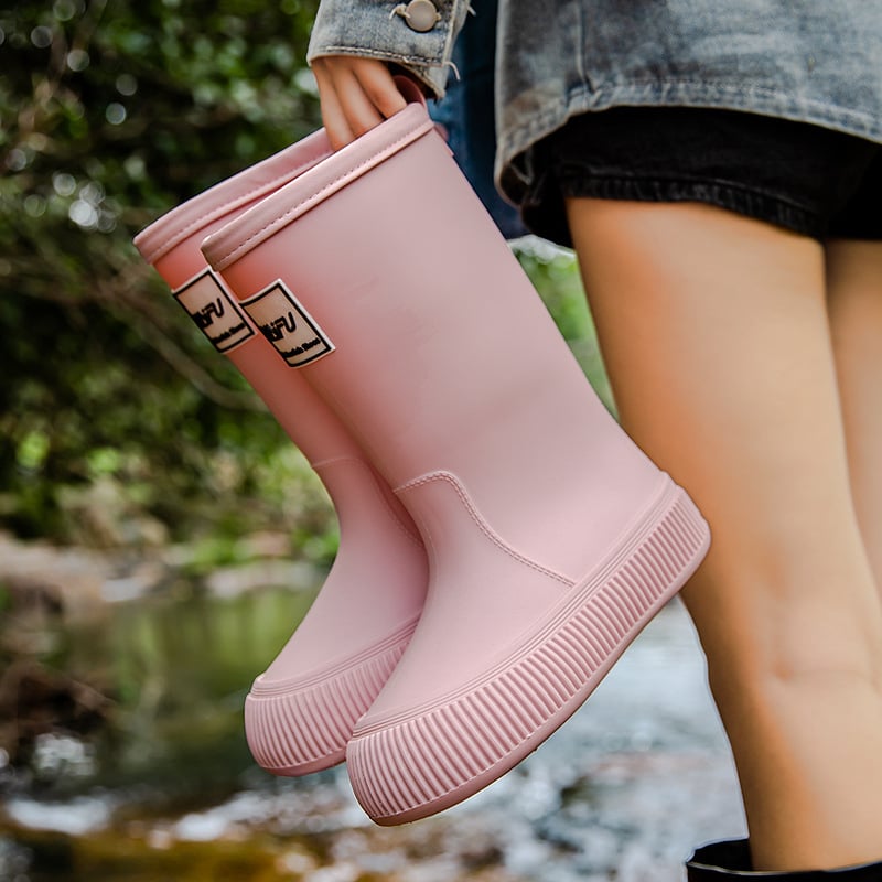 Női esőcsizmák, magas szárú, PVC felső rész, lapos talp, négy évszakos