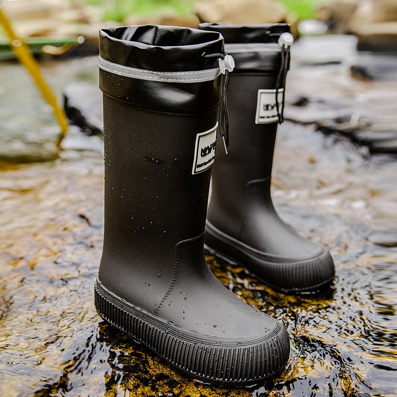 Női esőcsizmák, magas szárú, PVC felső rész, lapos talp, négy évszakos