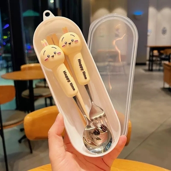 Παιδικό κουτάλι από ανοξείδωτο χάλυβα 304, μοντέρνο μινιμαλιστικό στυλ, καρτούν μοτίβο, επιφάνεια καθρέφτη