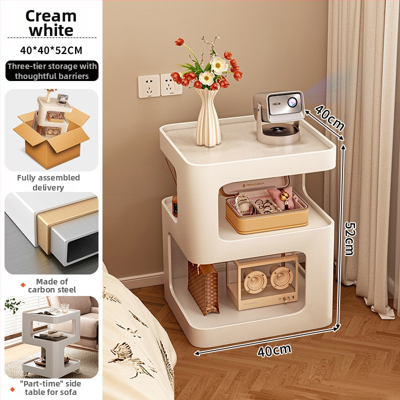 Naktsgaldiņš no kalēta dzelzs ar integrētu gaismu, modelis BC91, mūsdienīgs minimālisma dizains, pilnībā salikts