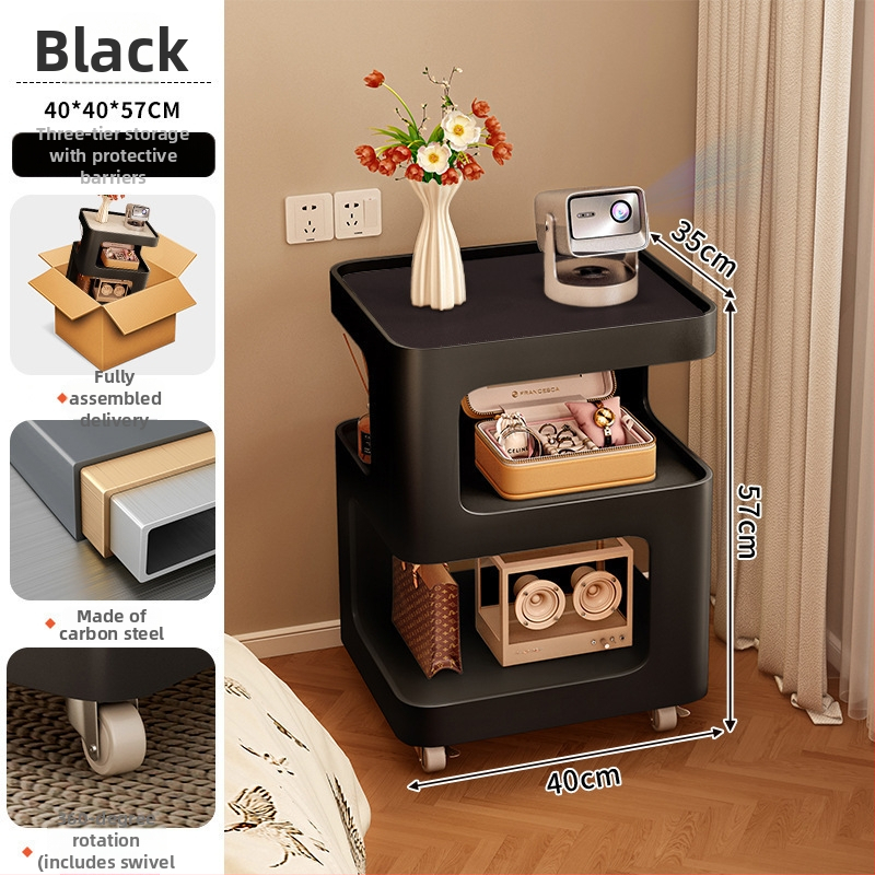 Naktsgaldiņš no kalēta dzelzs ar integrētu gaismu, modelis BC91, mūsdienīgs minimālisma dizains, pilnībā salikts