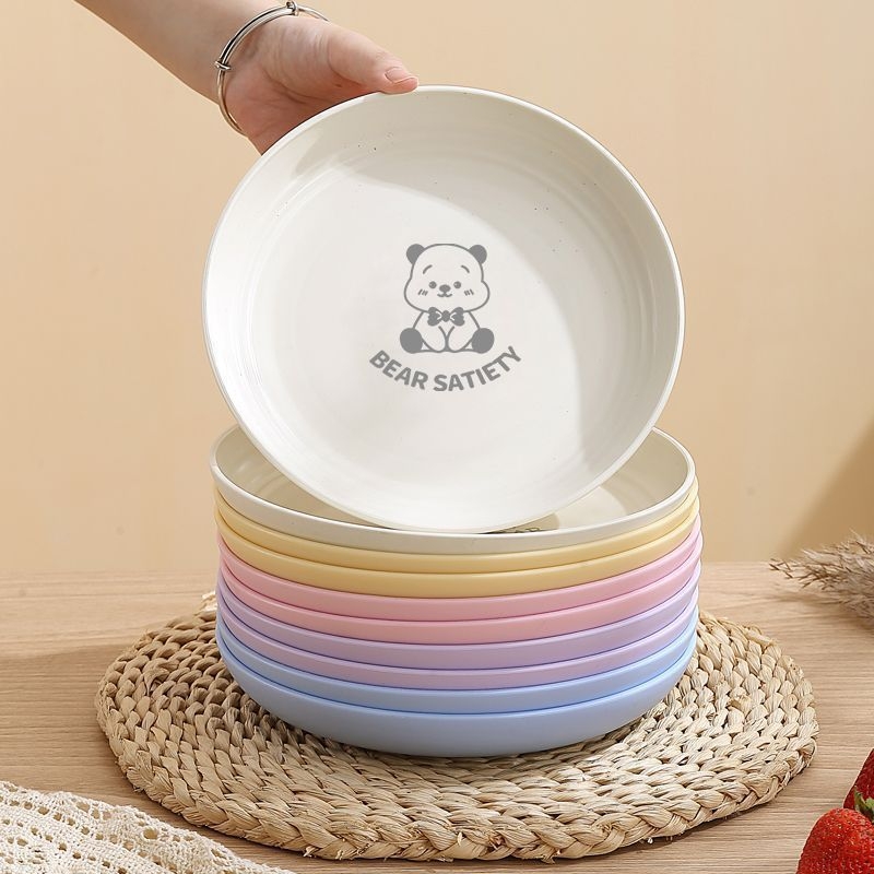 Set plastičnih tanjura za kućnu upotrebu, okrugli dječji tanjuri za vrtić i doručak, crtani motiv, tanjiri za posluživanje i pripremu hrane.