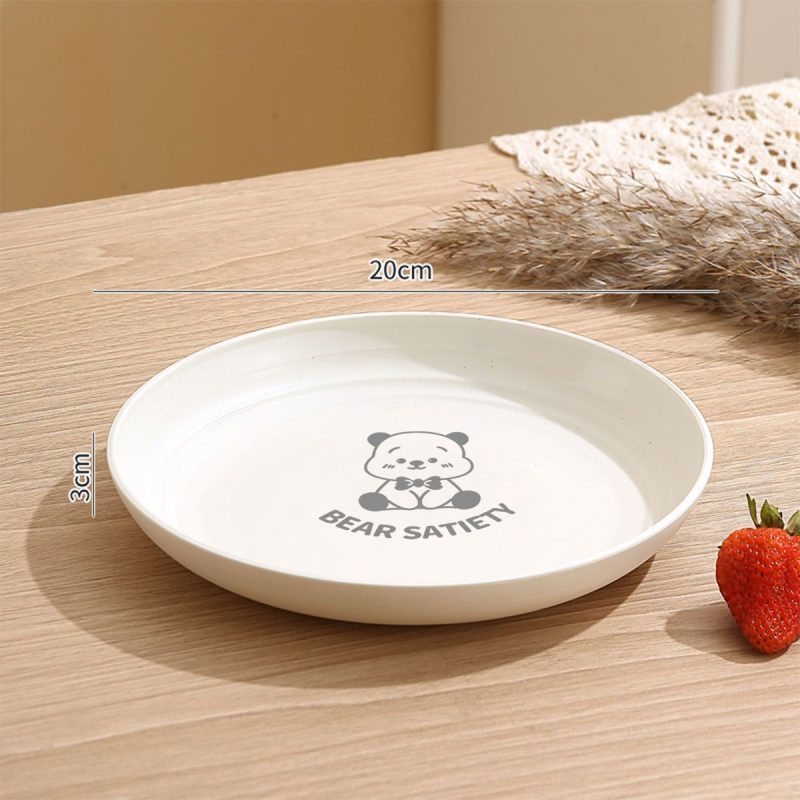 Set plastičnih tanjura za kućnu upotrebu, okrugli dječji tanjuri za vrtić i doručak, crtani motiv, tanjiri za posluživanje i pripremu hrane.