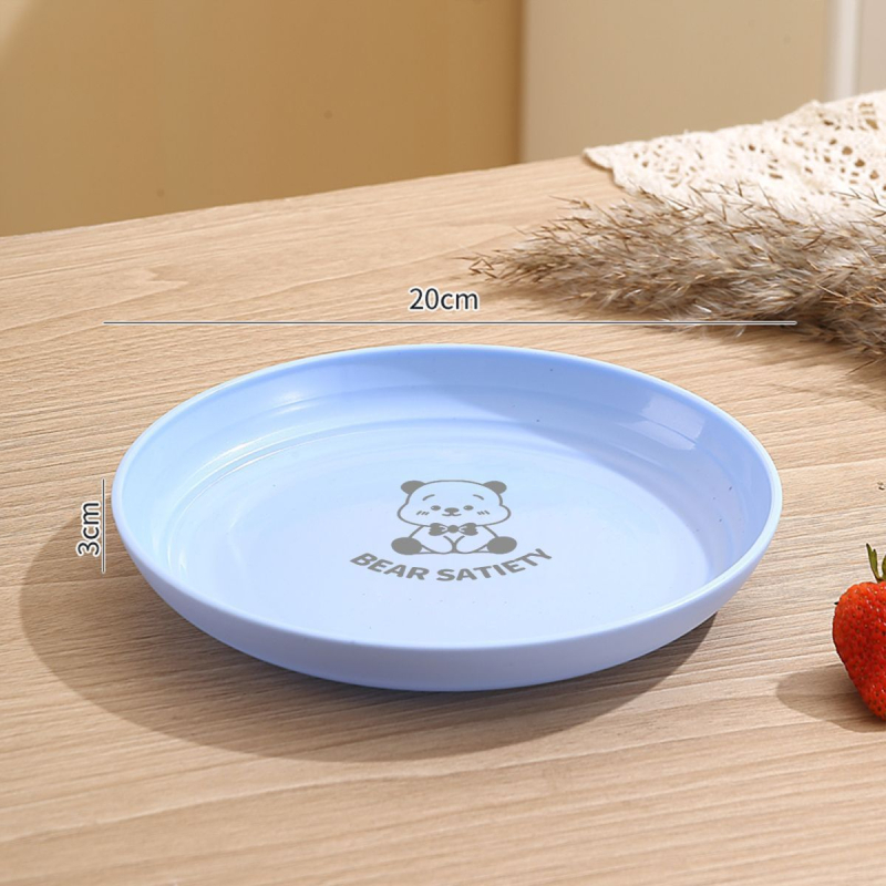 Set plastičnih tanjura za kućnu upotrebu, okrugli dječji tanjuri za vrtić i doručak, crtani motiv, tanjiri za posluživanje i pripremu hrane.