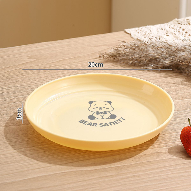 Set plastičnih tanjura za kućnu upotrebu, okrugli dječji tanjuri za vrtić i doručak, crtani motiv, tanjiri za posluživanje i pripremu hrane.