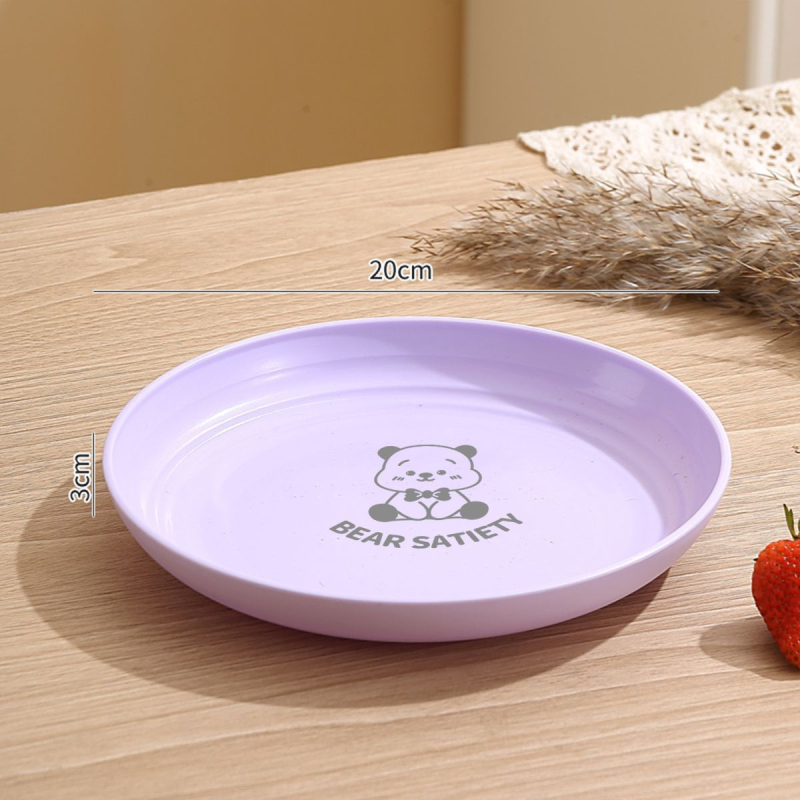 Set plastičnih tanjura za kućnu upotrebu, okrugli dječji tanjuri za vrtić i doručak, crtani motiv, tanjiri za posluživanje i pripremu hrane.