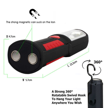 LED radna svjetiljka s magnetskom COB i stalkom, USB punjiva, 36+5 LED, 10W