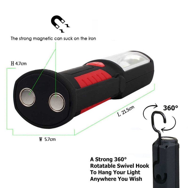 LED radna svjetiljka s magnetskom COB i stalkom, USB punjiva, 36+5 LED, 10W