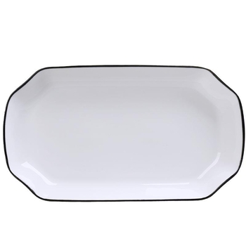 Platou dreptunghiular din porțelan pentru pește, platou plat, suprafață vopsire cu pulverizare, model simplu