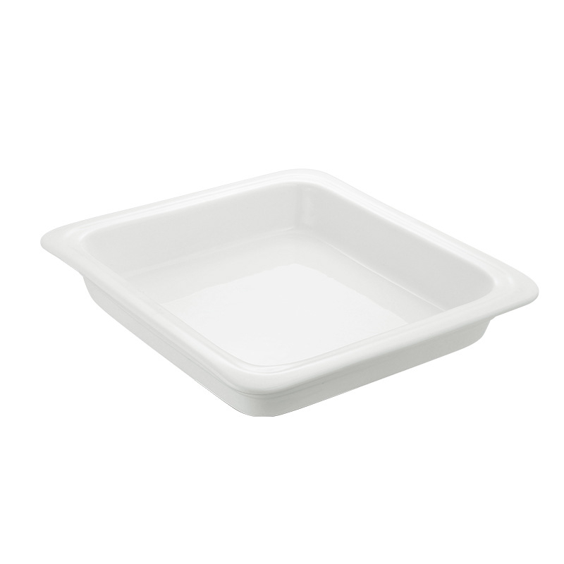 Farfurie adâncă ceramică, pătrată, culoare solidă, stil modern, suprafață glazurată