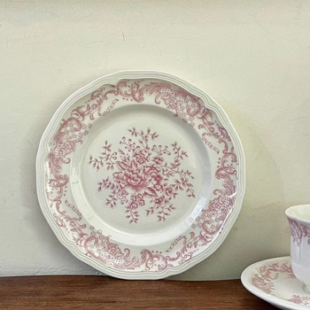 Set ceramic de veselă pentru masă – model floral, stil retro, formă rotundă, compatibil cu microunde
