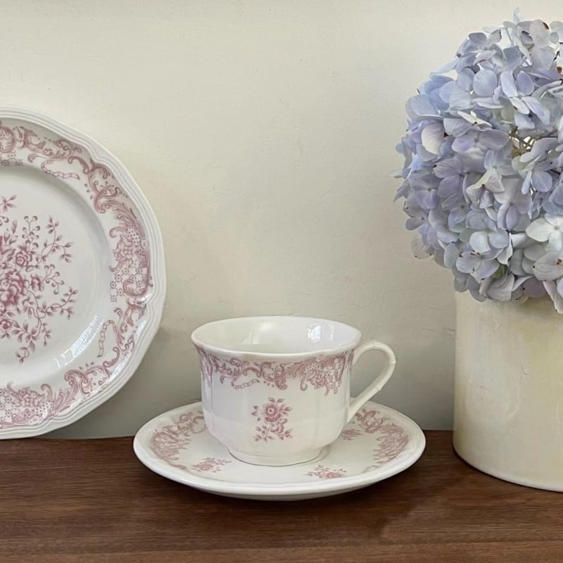 Set ceramic de veselă pentru masă – model floral, stil retro, formă rotundă, compatibil cu microunde