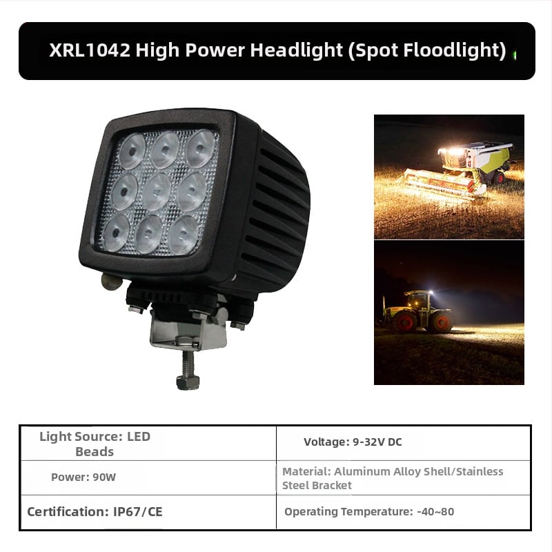 XRLL LED Φως εργασίας 60W για ανυψωτικά οχήματα, οχήματα εκτός δρόμου και εκσκαφείς (DC 10-80V, -40°C έως 80°C, 50.000 ώρες)