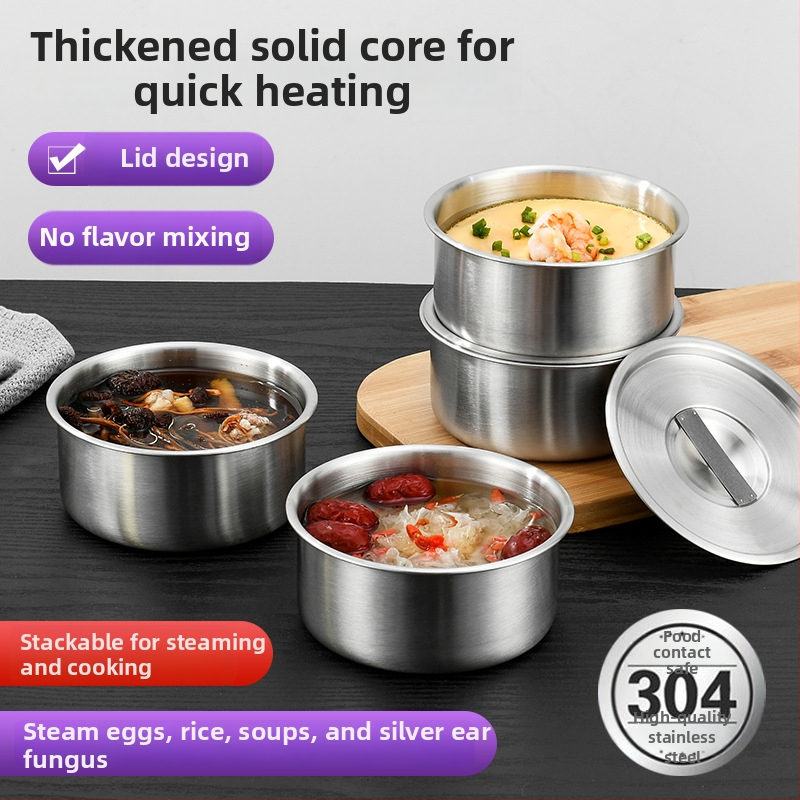 Μπολ ατμού για αυγά από ανοξείδωτο ατσάλι – στρογγυλό, μοντέρνο στυλ απλότητας, μη κατάλληλο για φούρνο μικροκυμάτων (Υλικό: ανοξείδωτο ατσάλι; Σχήμα: κυκλικό; Στυλ: μοντέρνα απλότητα; Φούρνος μικροκυμάτων: Όχι)