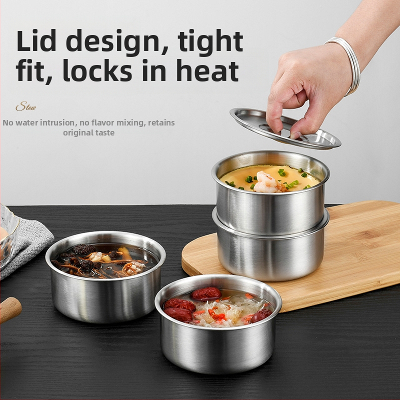 Μπολ ατμού για αυγά από ανοξείδωτο ατσάλι – στρογγυλό, μοντέρνο στυλ απλότητας, μη κατάλληλο για φούρνο μικροκυμάτων (Υλικό: ανοξείδωτο ατσάλι; Σχήμα: κυκλικό; Στυλ: μοντέρνα απλότητα; Φούρνος μικροκυμάτων: Όχι)