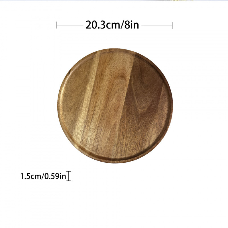 Tavă circulară din lemn, stil japonez, suprafață vopsită, personalizabilă