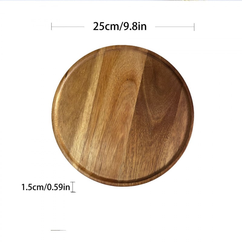 Tavă circulară din lemn, stil japonez, suprafață vopsită, personalizabilă
