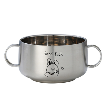 Bol pentru copii din oțel inoxidabil 316L, cu două urechi, dublu strat antiarzare, cu capac