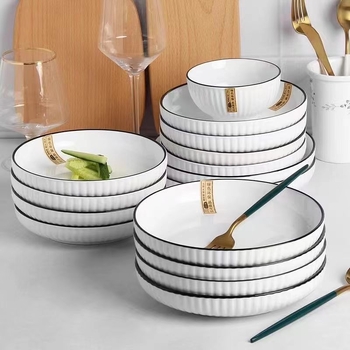 Farfurie ceramică în stil japonez pentru uz casnic, farfurie adânca groasă pentru servire și gătit, culoare sub glazură, formă rotundă, nu este potrivită pentru microunde