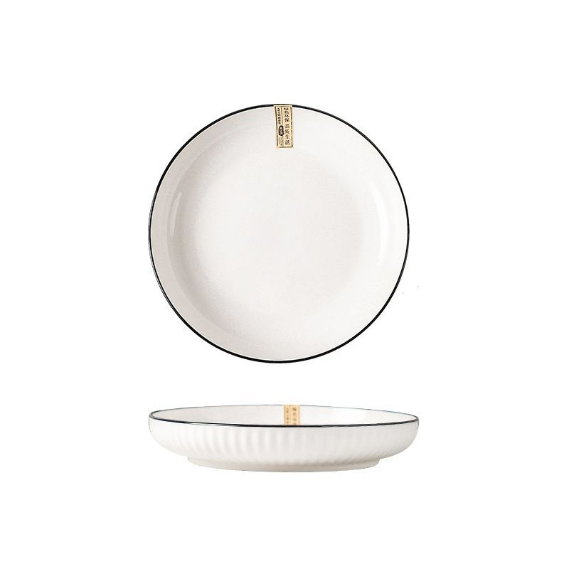 Farfurie ceramică în stil japonez pentru uz casnic, farfurie adânca groasă pentru servire și gătit, culoare sub glazură, formă rotundă, nu este potrivită pentru microunde