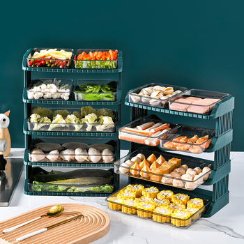 Farfurie plastic pentru garnituri – platou de depozitare cu mai multe straturi, formă pătrată, stil modern minimalist, pentru hot pot și mese