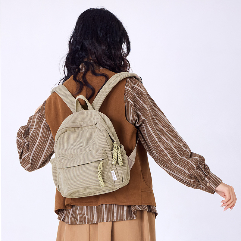 Corduroy αστικό σακίδιο με φερμουάρ, επένδυση από πολυεστέρα και θήκες για ID, φορητό υπολογιστή και κάμερα, τρισδιάστατος εξωτερικός σχεδιασμός για καθημερινή χρήση