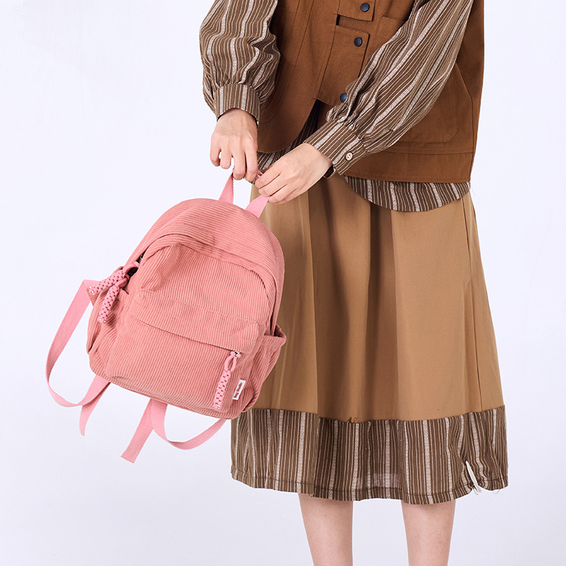 Corduroy αστικό σακίδιο με φερμουάρ, επένδυση από πολυεστέρα και θήκες για ID, φορητό υπολογιστή και κάμερα, τρισδιάστατος εξωτερικός σχεδιασμός για καθημερινή χρήση