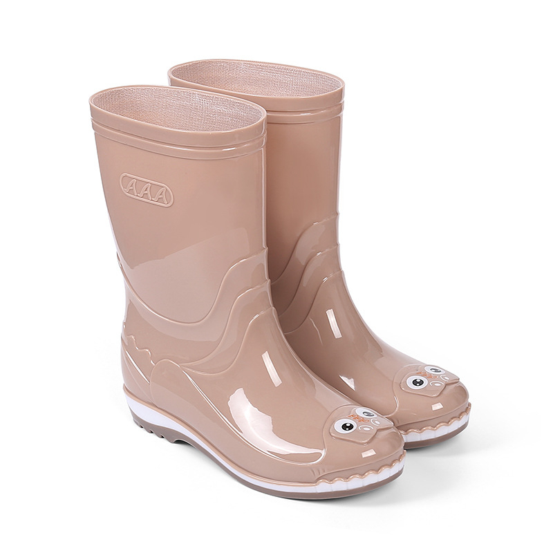 Női esőgumicsizmák gumiból, fleece béléssel, vízálló, mintás dinoszaurusz, középmagas szár, alacsony sarka 1–3 cm