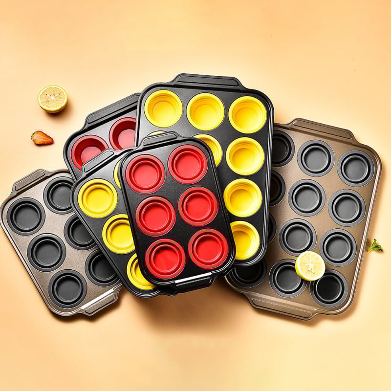 Formă de chec din silicon antiaderent, dreptunghiulară – 12 compartimente, pliabilă, rezistentă la temperaturi înalte