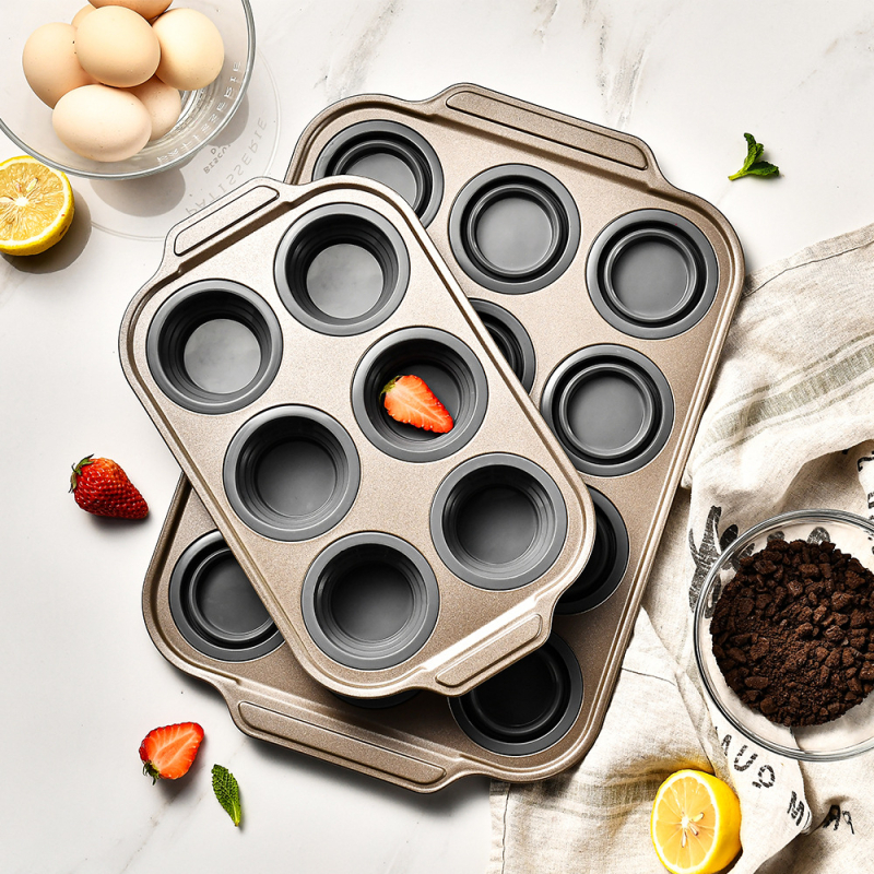 Formă de chec din silicon antiaderent, dreptunghiulară – 12 compartimente, pliabilă, rezistentă la temperaturi înalte