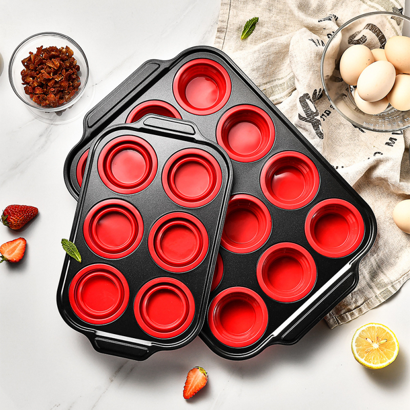 Formă de chec din silicon antiaderent, dreptunghiulară – 12 compartimente, pliabilă, rezistentă la temperaturi înalte