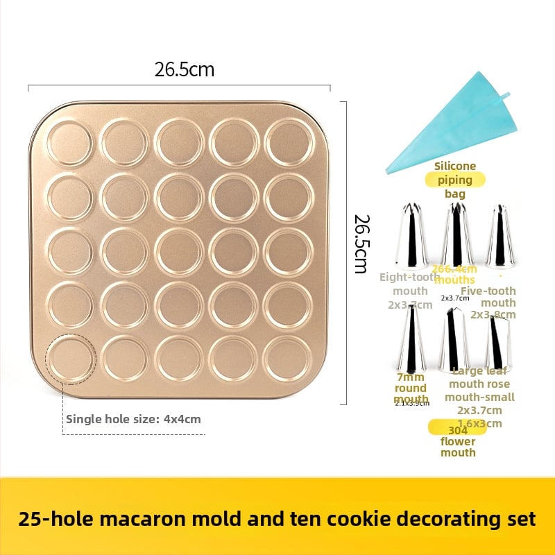 Gu Yi Macarons küpsisvorm – süsinikteras, ümmargune, 30 tk