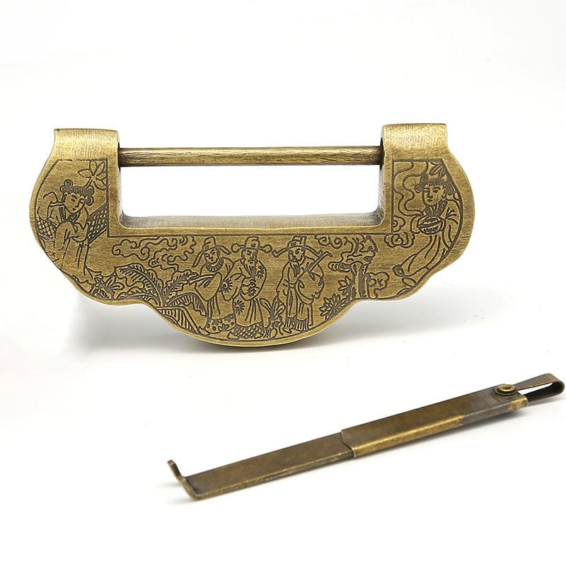 Домашна медна ключалка, модел 4303, ретро антикварен стил, за дървени врати и кутии