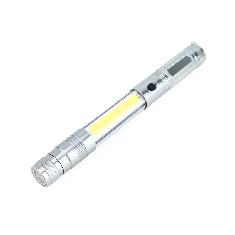 LED κεφαλή εργασίας από κράμα αλουμινίου με επεκτειόμενα άκρα, περιστροφή 360°, μπαταρία 3V, εμβέλεια έως 50 m