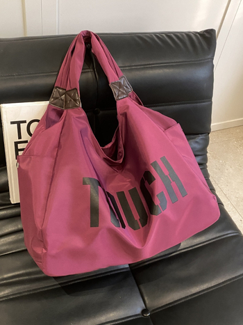 Платнена Tote чанта с подплата от нейлон, хоризонтална правоъгълна форма, цип за отваряне, единична презрамка