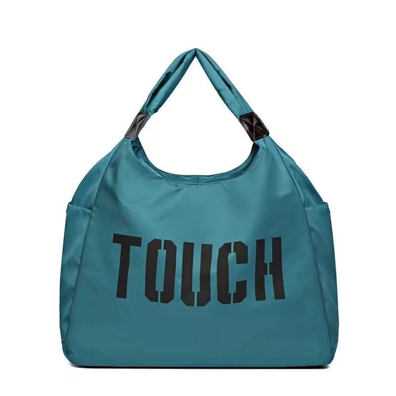 Платнена Tote чанта с подплата от нейлон, хоризонтална правоъгълна форма, цип за отваряне, единична презрамка