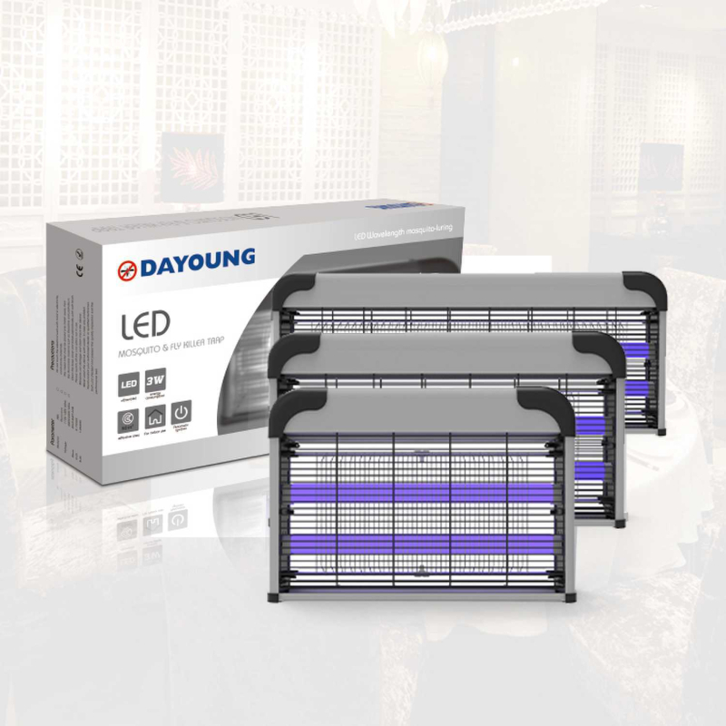 Вътрешна комарова лампа с електрически удар, LED светлина, модел DYT-52, обхват 20–50 м², улов с светлинна вълна и електрически удар, 7–14 дни работа